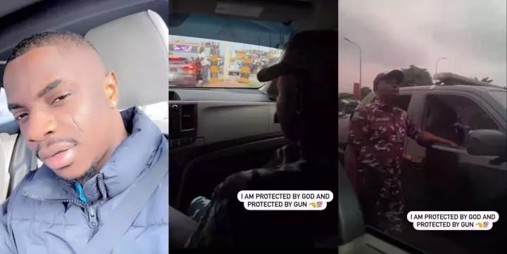 "I'm protected by God and Gun" - MC Oluomo's son boasts as he shows off his security(Video)